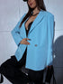Oversize švarkas su juodomis rankovių sagomis - SOFT BLUE